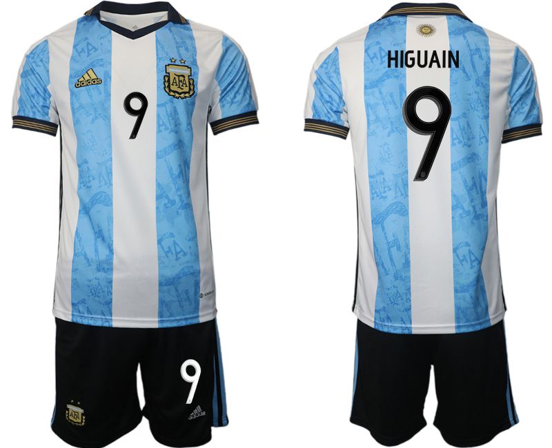 Men 2022 World Cup National Team Argentina home blue 9 Soccer Jersey
